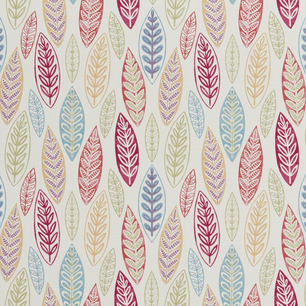 B0510B Multi Colored Large Leaves Print Upholstery Fabric