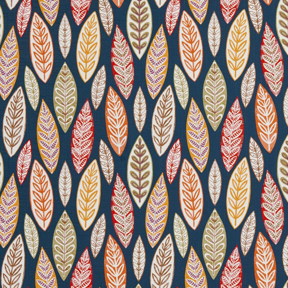 B0510C Multi Colored Large Leaves Print Upholstery Fabric