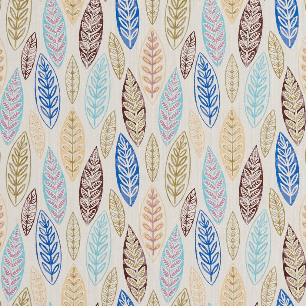 B0510D Multi Colored Large Leaves Print Upholstery Fabric