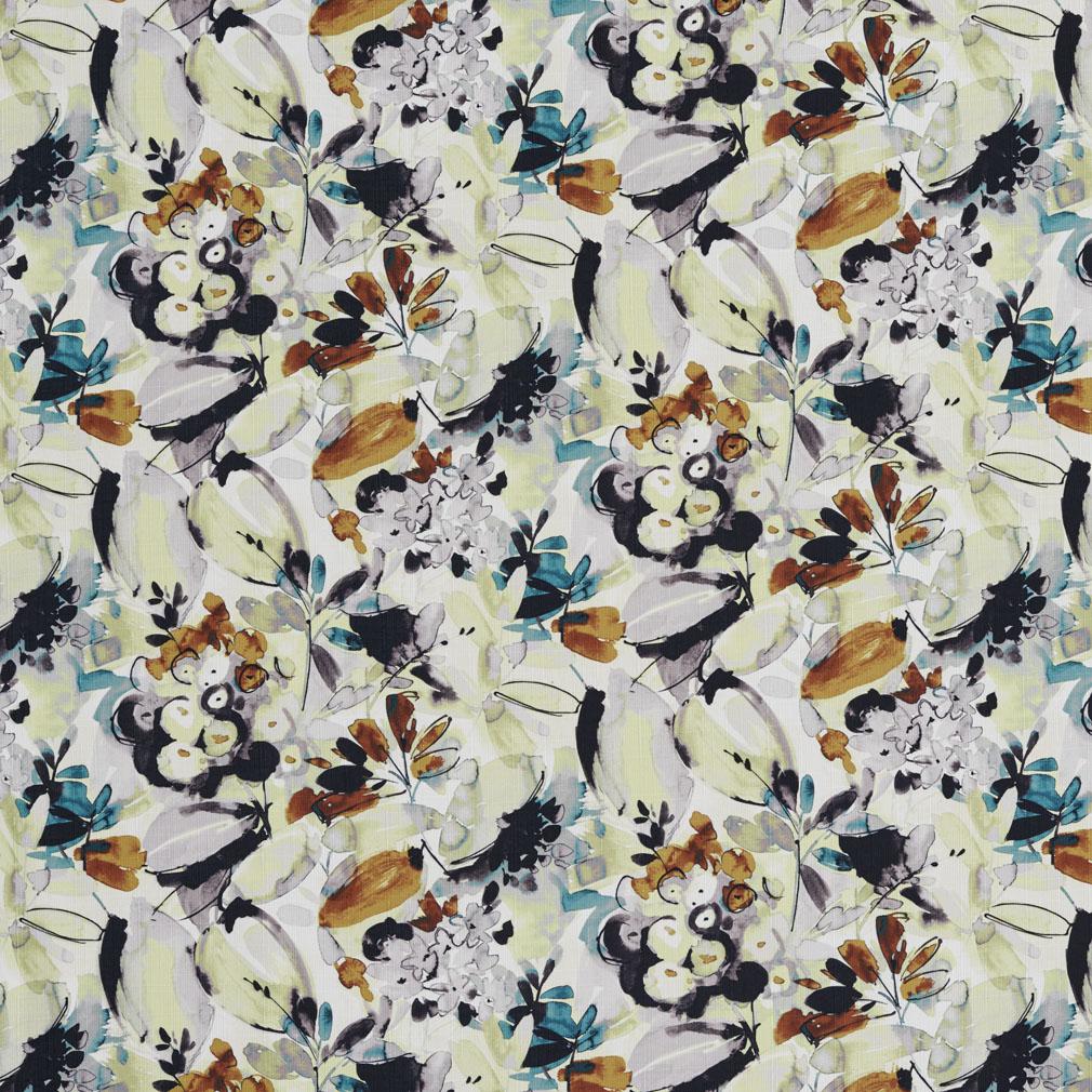 B0520A Multi-Colored Abstract flowers and Leaves Print Upholstery Fabric