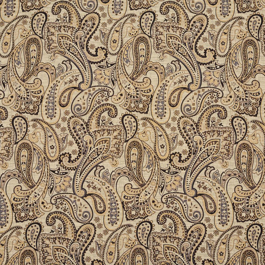 E711 Gold and Beige Woven Paisley Upholstery Fabric