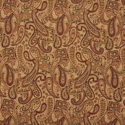 E712 Beige, Red And Light Green Woven Paisley Upholstery Fabric