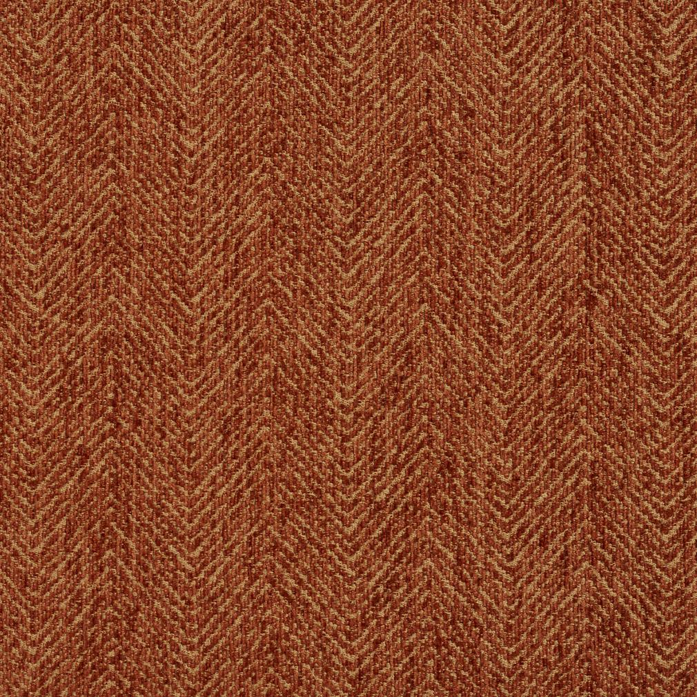 E732 Burnt Orange Herringbone Woven Textured Upholstery Fabric