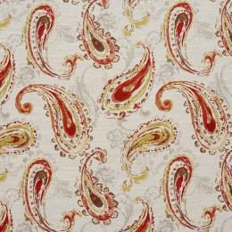 E753 Orange, Red And Light Green Large Contemporary Paisley Jacquard ...