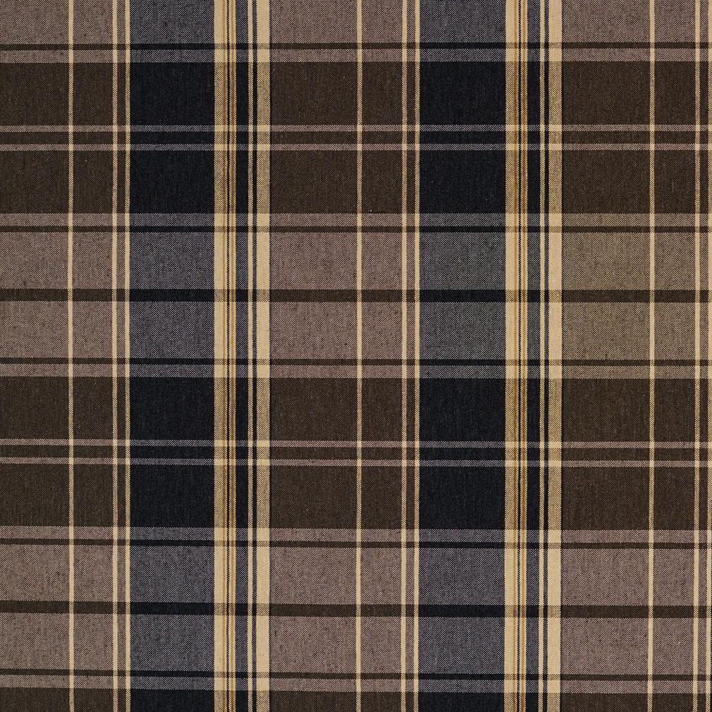 E807 Brown and Navy Classic Plaid Jacquard Upholstery Fabric