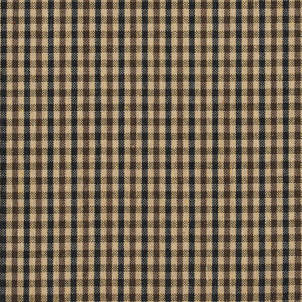 E817 Brown and Black Small Scale Check Jacquard Upholstery Fabric