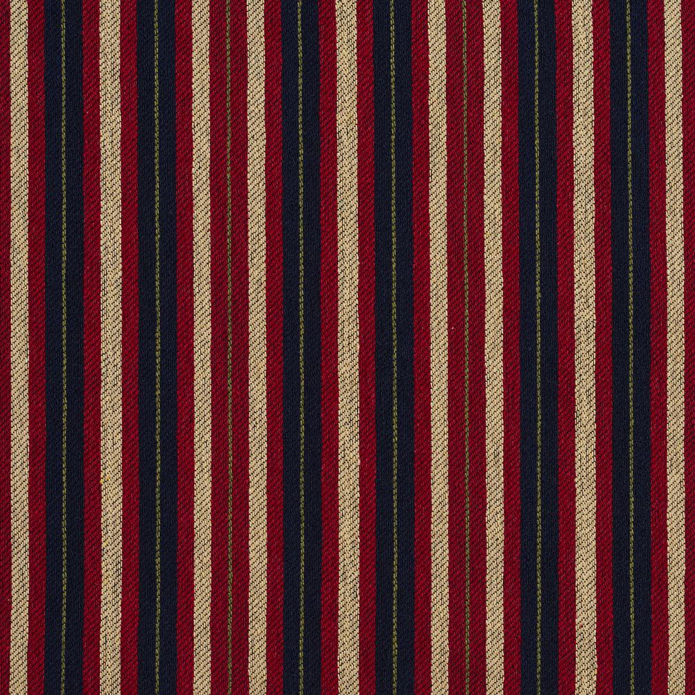 E821 Red, Black And Gold Striped Jacquard Upholstery Fabric.