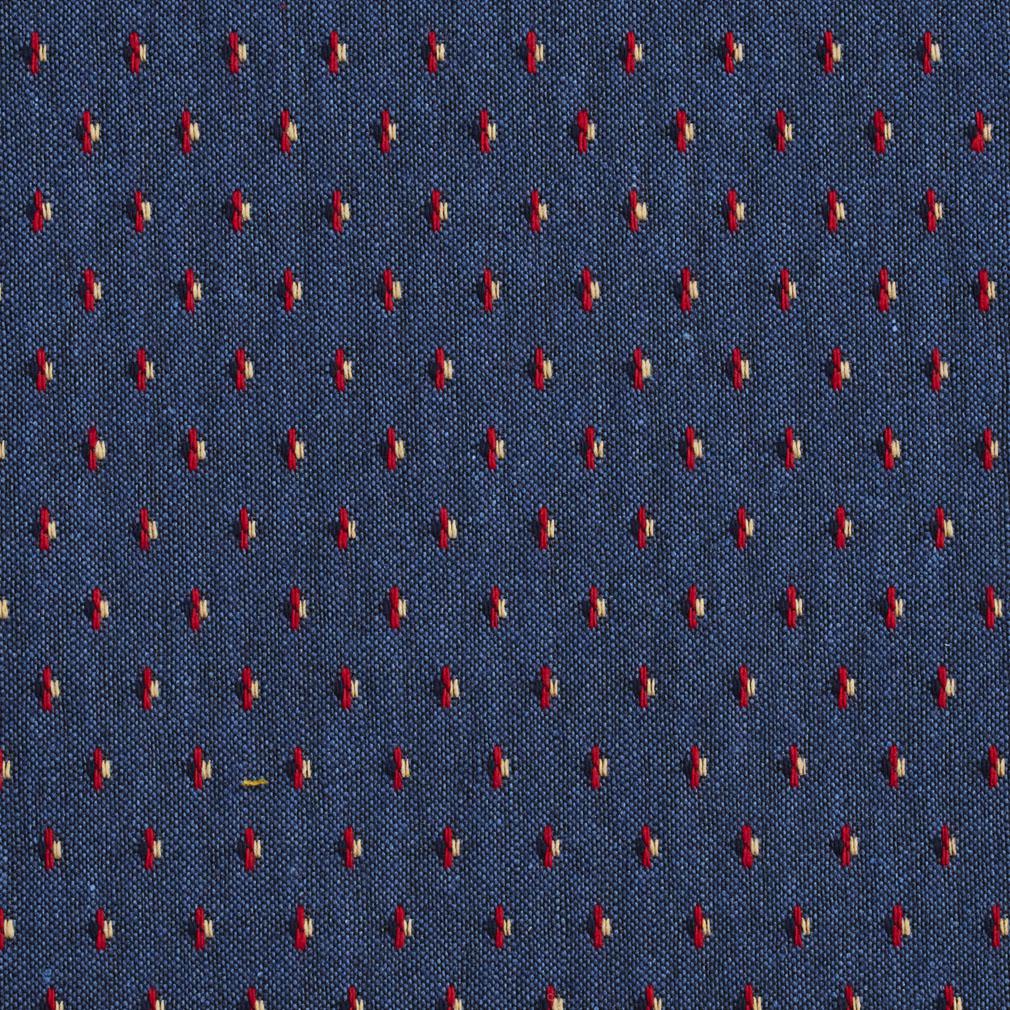 E831 Blue and Red Ditsy Dots Jacquard Upholstery Fabric