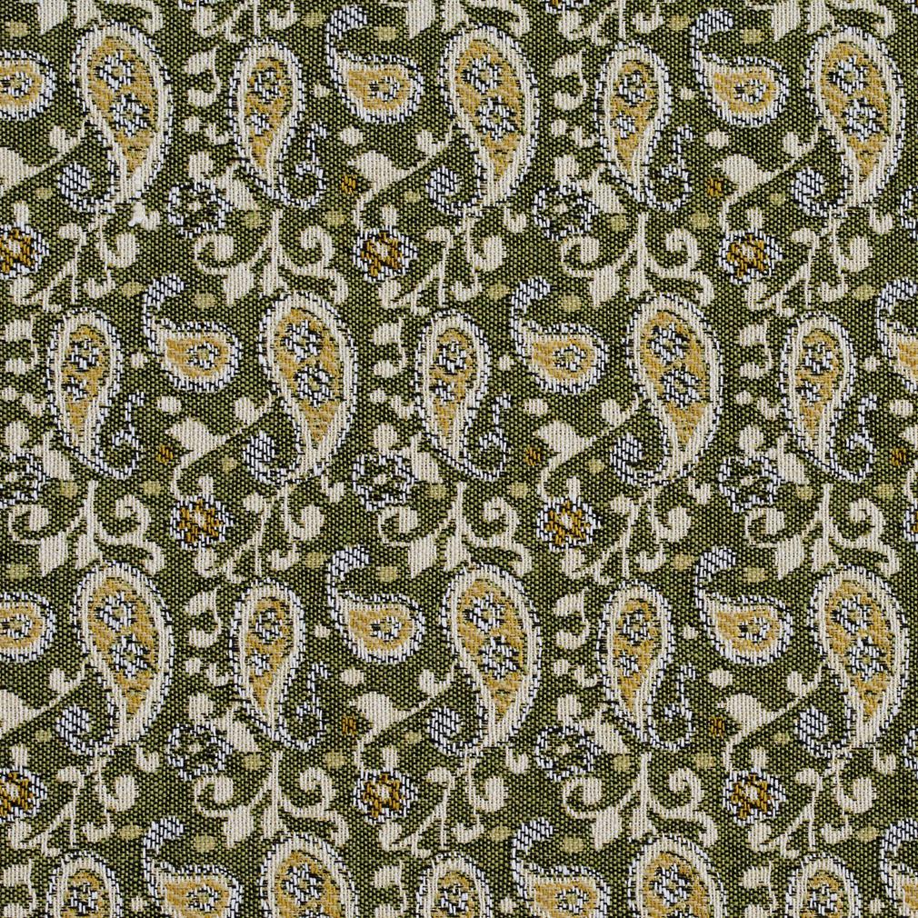 E848 Green Traditional Paisley Jacquard Upholstery Fabric
