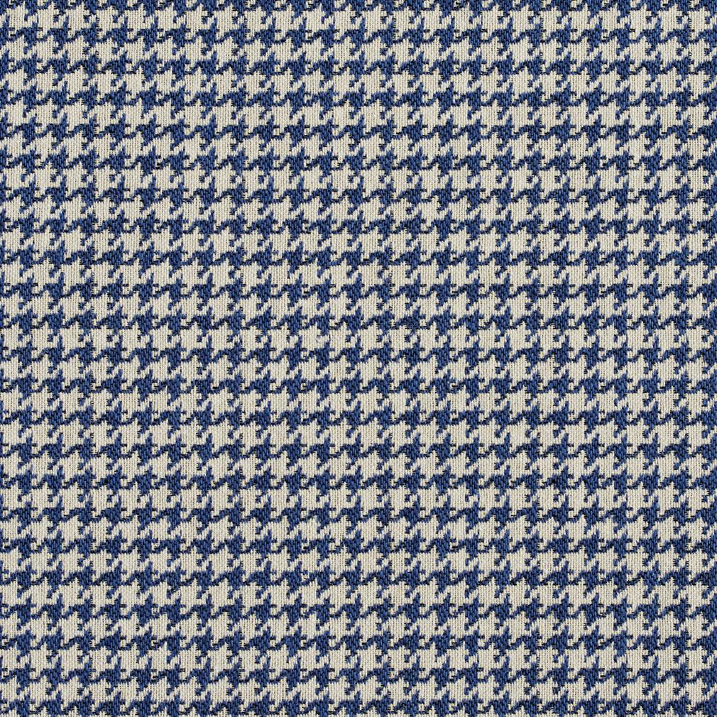 E853 Blue and Off-White Classic Houndstooth Jacquard Upholstery Fabric