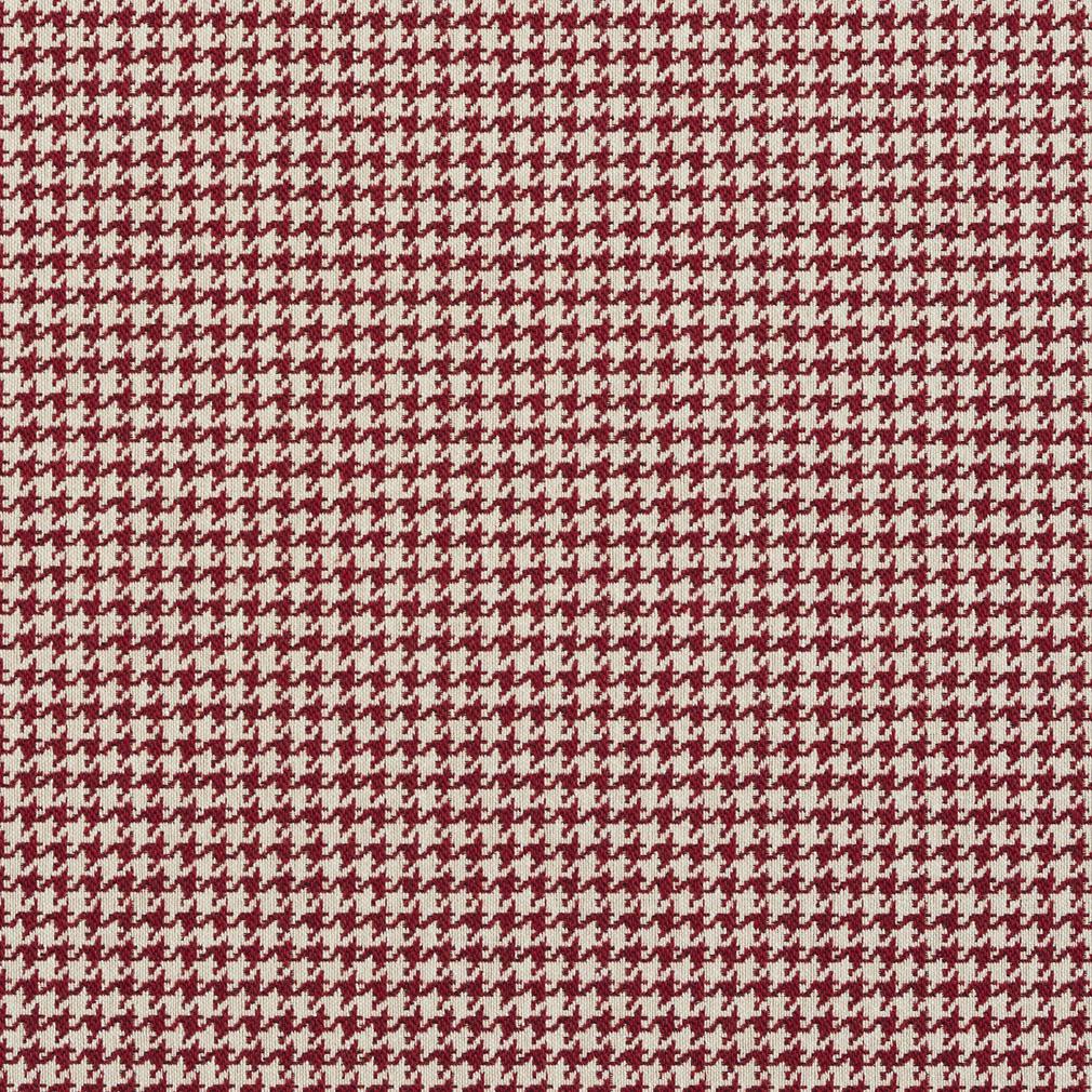 E856 red and Off-White Classic Houndstooth Jacquard Upholstery Fabric