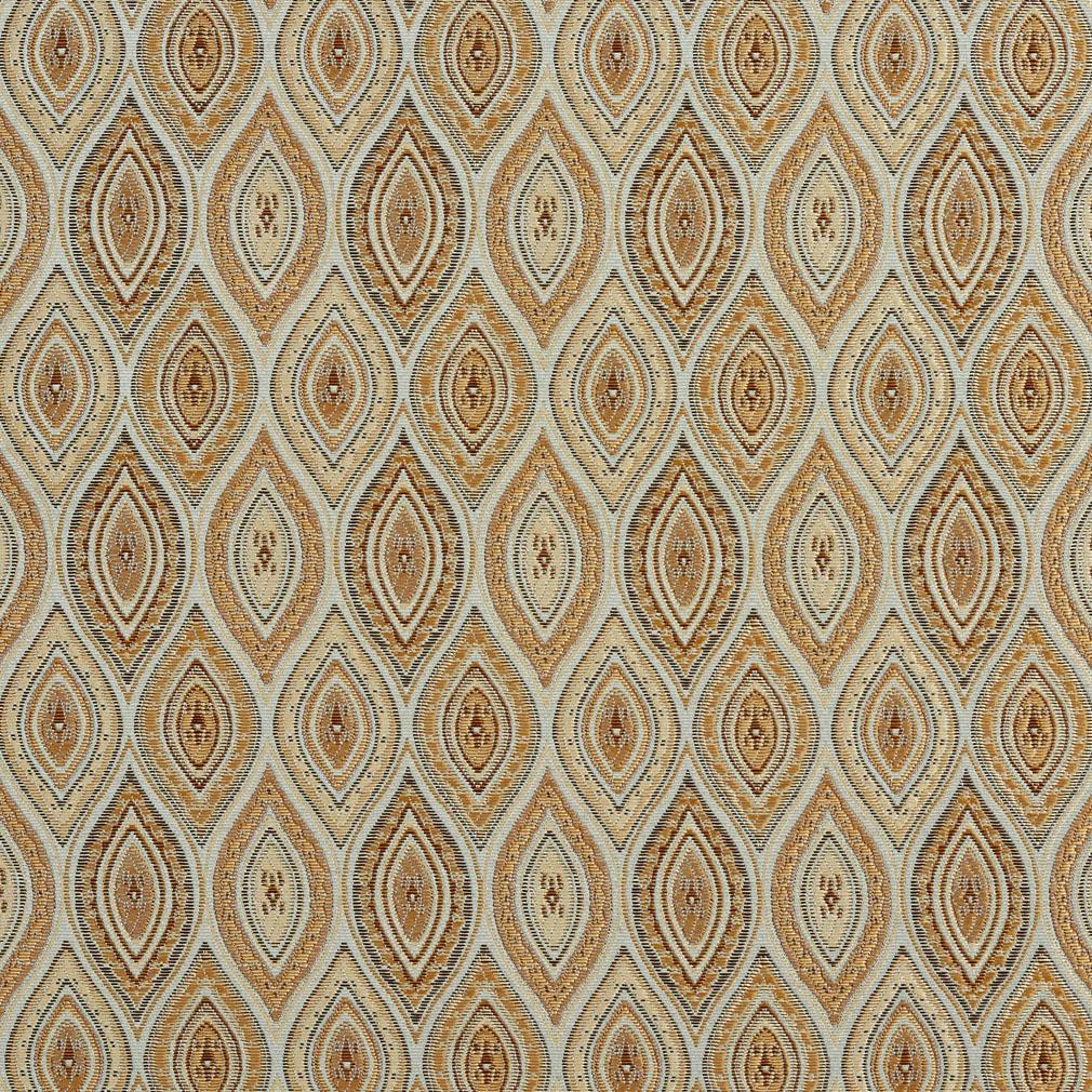 A0015A Light Blue Gold Brown And Ivory Brocade Upholstery Fabric