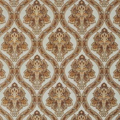 A0014A Light Blue, Gold, Brown And Ivory Floral Upholstery Fabric By ...
