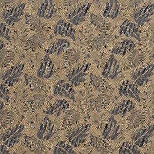 F702 Beige And Blue Leaves Crypton Contract Grade Upholstery Fabric