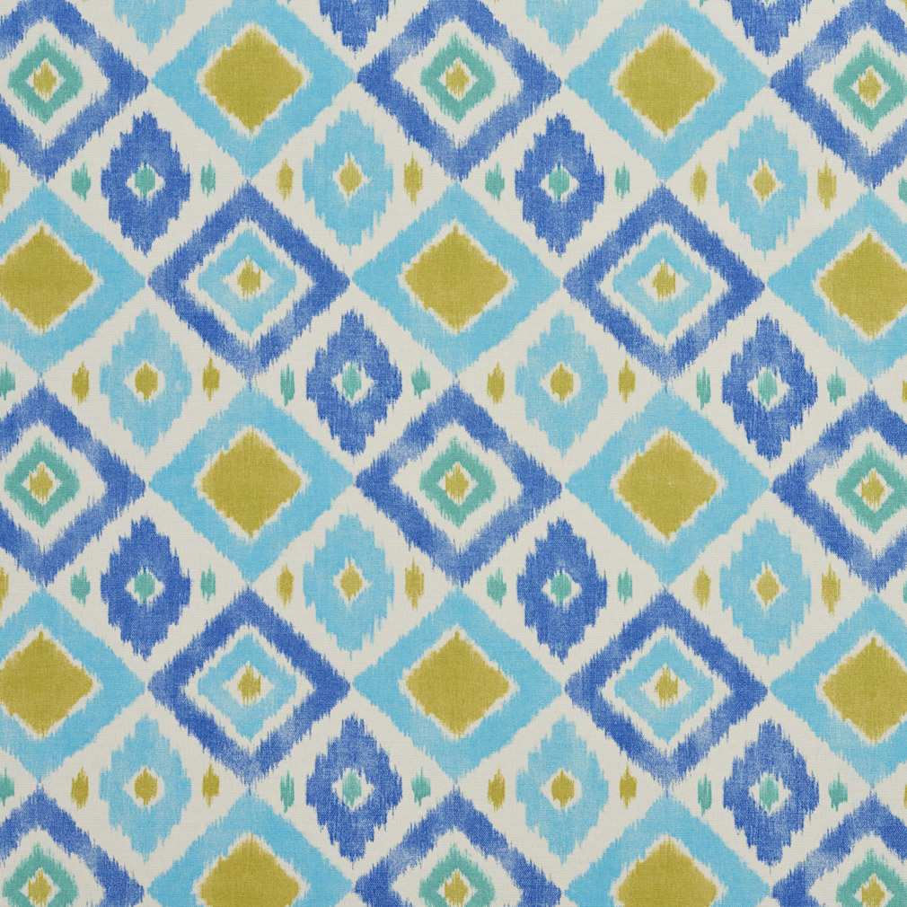 B051 Blue and Light Blue Geometric Outdoor Indoor Upholstery Fabric