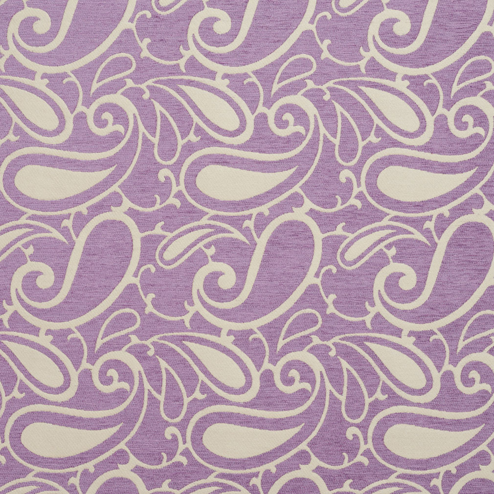 B0800B Purple and Off-White Woven Paisley Chenille Upholstery Fabric