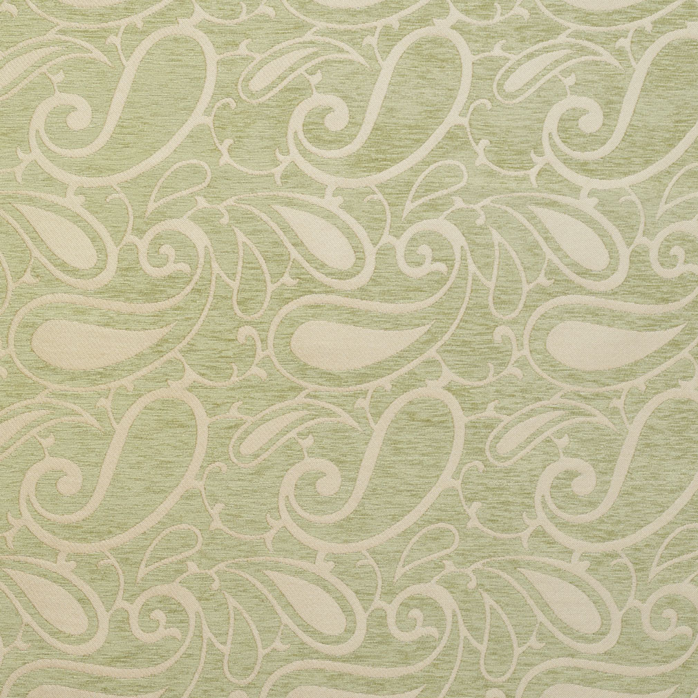 B0800F Light Green Woven Paisley Chenille Upholstery Fabric