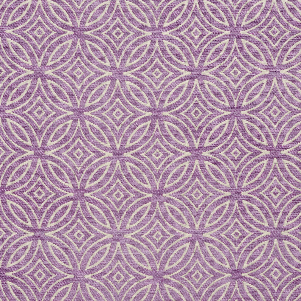 B0810B Purple and Off-White Woven Geometric Chenille Upholstery Fabric
