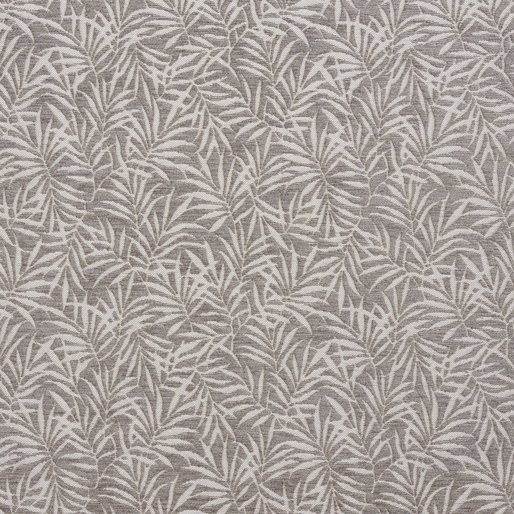 B08B0A Grey and Silver Woven Fern Leaves Chenille Upholstery Fabric