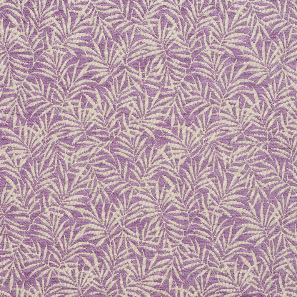 B08B0B Purple and Off-White Woven Fern Leaves Chenille Upholstery Fabric