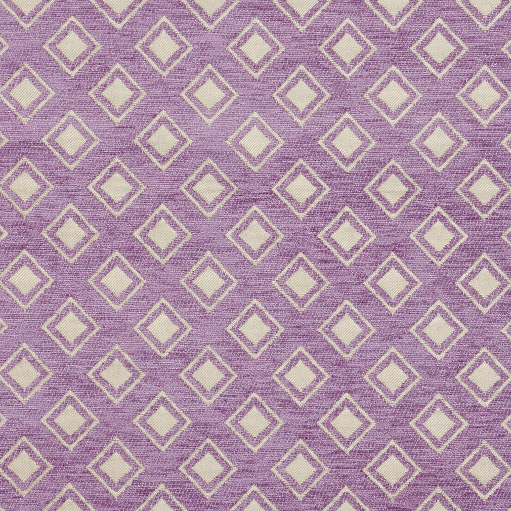 B0840B Purple and Off-White Woven Small Diamonds Chenille Upholstery Fabric