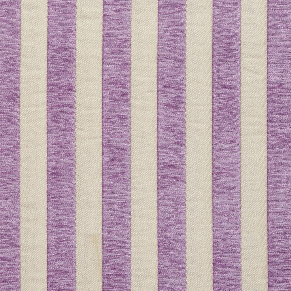 B0850B Purple and Off-White Woven Striped Chenille Upholstery Fabric