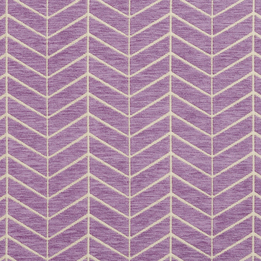 B0880B Purple and Off-White Woven Chevron Chenille Upholstery Fabric